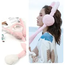 Зимняя плюшевая повязка на голову для взрослых и детей, наушники с милой подвижной подушкой безопасности, заячьи ушки, подарок C6UD
