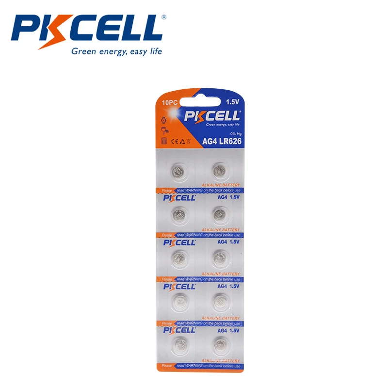 10 шт. PKCELL AG4 Батарея 1 5 V SR626 377 LR626 LR66 SR66 кнопочная ячейка часы для калькуляторы