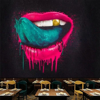 

Wallpaper custom wallpaper mural graffiti gold teeth mouth background wall blue abstract mouth European fresco
