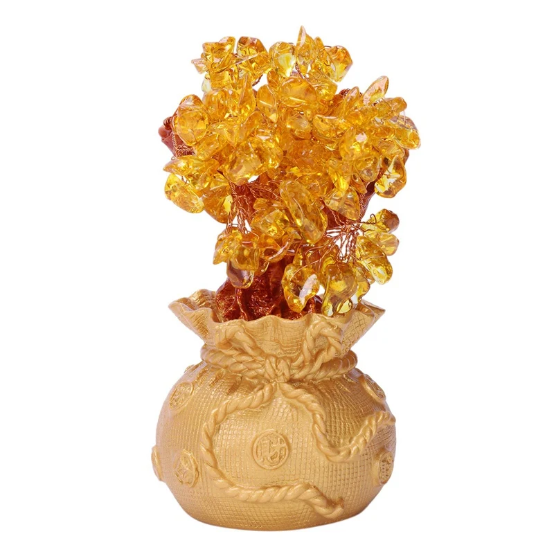 

Mini Crystal Money Tree Feng Shui Traditional Bring Luck Wealth Home Decor Miniature Figurines Party Gift Crystal Money Tree