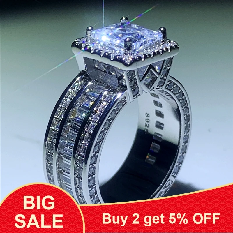 Роскошные фирменные кольца обещания из стерлингового серебра 925 пробы с