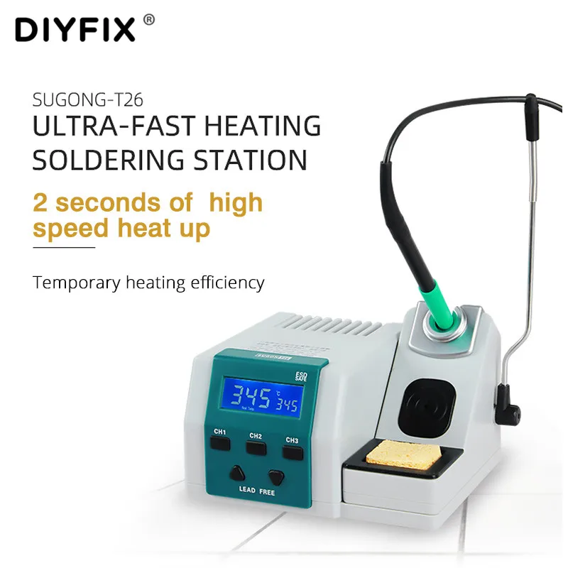 

SUGOUT26 Ultra-fast Heating Soldering Station With Special Tip Welding Head For JBC Hot Air Gun LED Digital Desoldering Platform