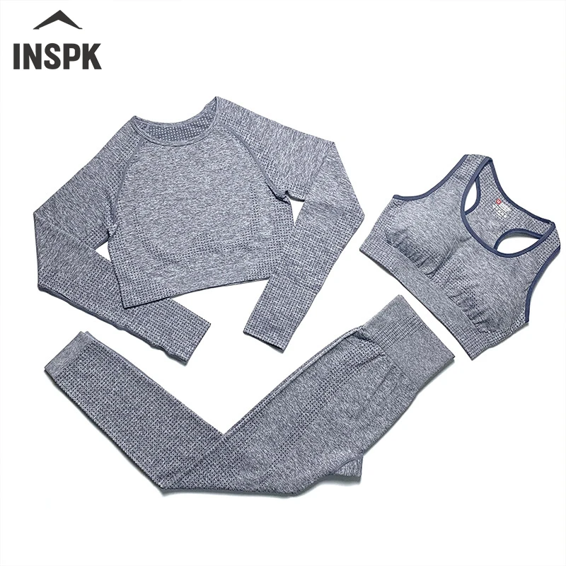 костюм для фитнеса 3pcs нейлон женская спортивная одежда спортивный женск