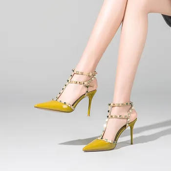 

Dames Pumps Spring 2020 Fashion Women Heel Shoes Mujer Zapatilla Ladies High Heel With Ankle Strap Shoes Woman Pointed Toe Heels