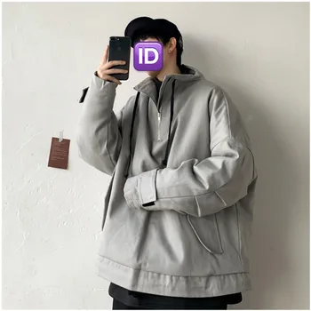 

2019 Winter New Korean Loose Thickened Collar Cotton Fashion Casual Solid Color Top Trend Gray / Black / Army Green M-XL