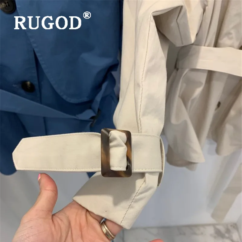 RUGOD осень Женское пальто для женщин отложной воротник длинный рукав с поясом тонкие плащи Модные женские повседневные ветровки