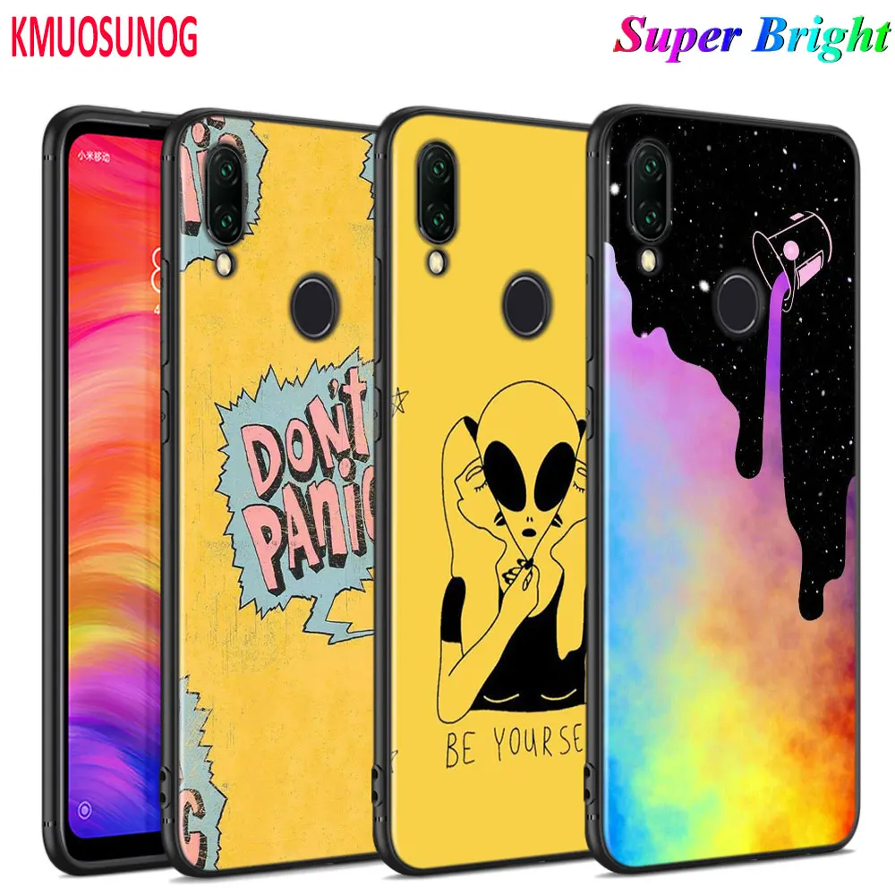 Черный силиконовый чехол желтый эстетичный для телефона Xiaomi Redmi Note 8 7 6 5 4X 4 K20 Pro 7A 6A