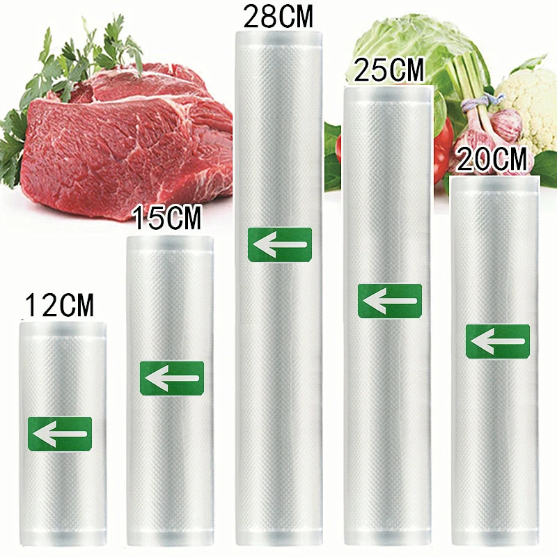 5 рулонов/партия, кухонные вакуумные пакеты для хранения пищевых продуктов, пакеты для вакуумного упаковщика, пакеты для пищевых продуктов, упаковка 28/25/20/15/12 см * 500 см|Пищевые вакуумные герметизаторы|   | АлиЭкспресс