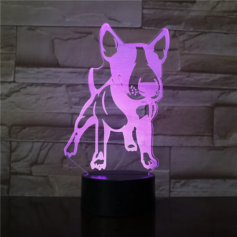 7 цветов Изменение Usb 3D Led милая собака моделирование настольная лампа Спальня атмосфер ночной Светильник прикроватный декорированный для