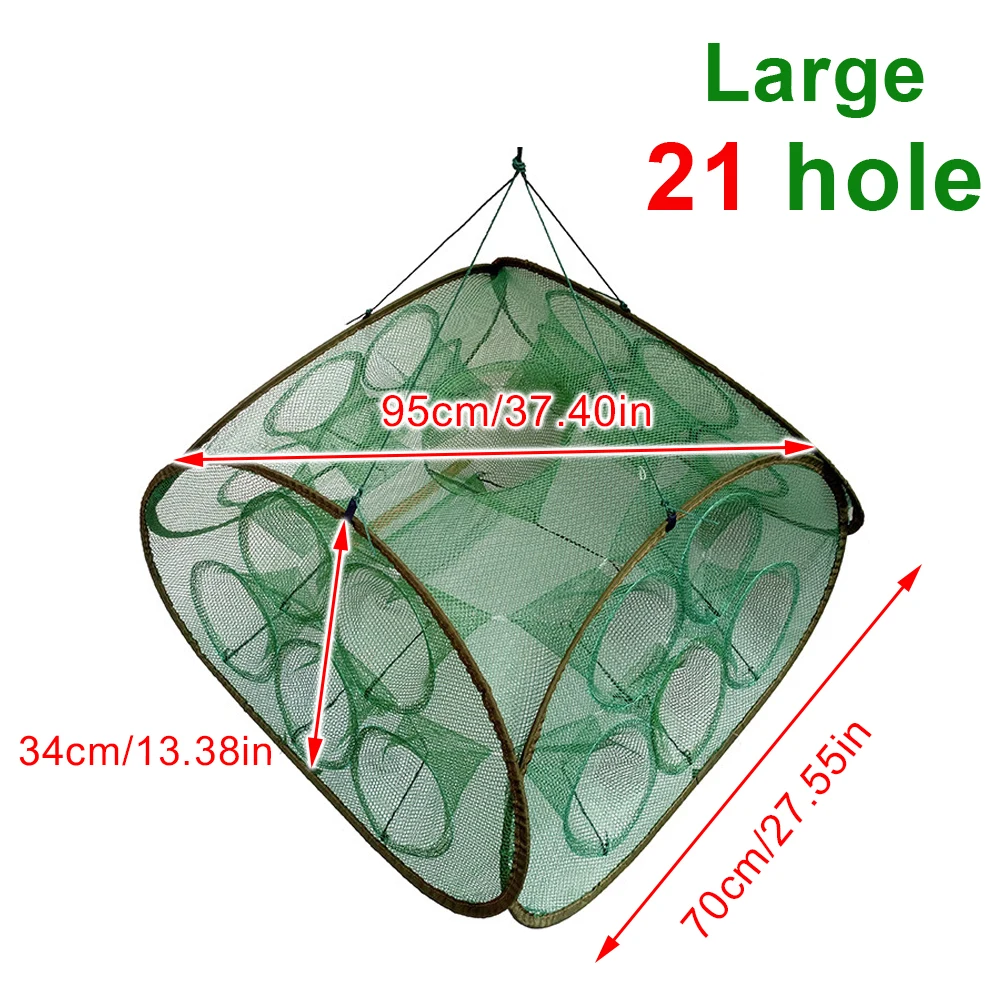 Усиленная Автоматическая рыболовная сеть с 4-20 отверстиями, клетка для креветок, нейлоновая Складная Рыболовная Ловушка для крабов, литая рыболовная сеть, складывающаяся рыболовная сеть