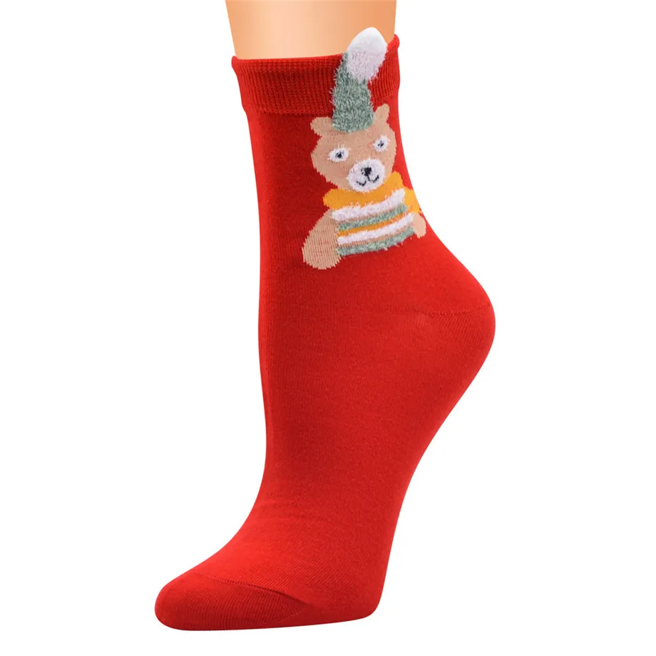 Новогодний подарок, рождественские носки, женские хлопковые носки, Kawaii Calcetines Femme, милые забавные зимние носки для девочек, Санта-Клаус, лось, снег
