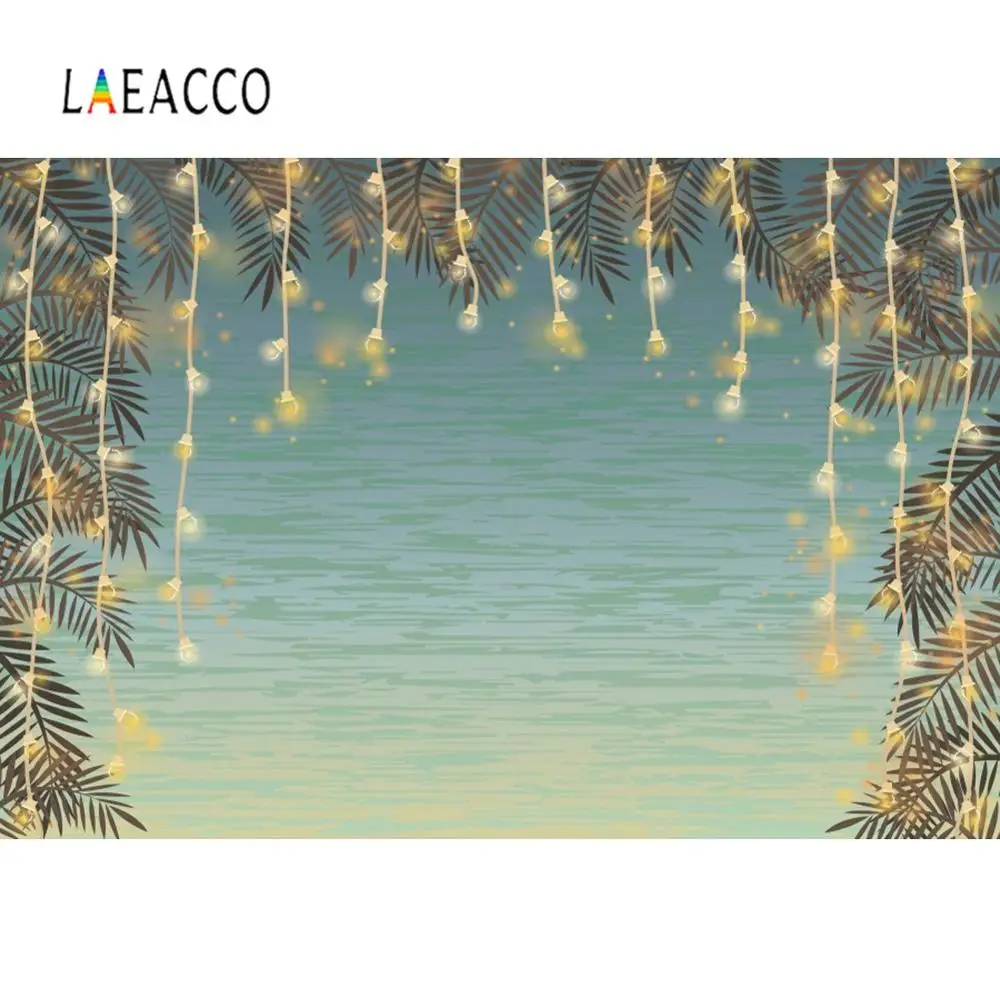 

Laeacco Vinyl Backgrounds Tropical Summer Golden Bulb Light Birthday Party Baby Portrait Photography Backdrop For Photo Studio