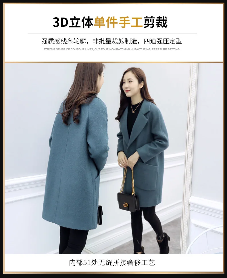 XUXI, новинка, Женское шерстяное пальто, Осеннее, длинное, тонкое, шерстяное, Свободное пальто для женщин, женские топы, FZ0089