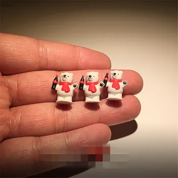

24piece 1.5cm white bear sea bear very small Figure Toy PVC Cute polar bear hand with cola Action Figure Collectible models