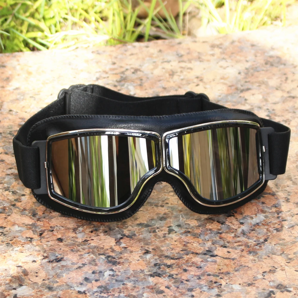 vintage motorcycle goggles over glasses