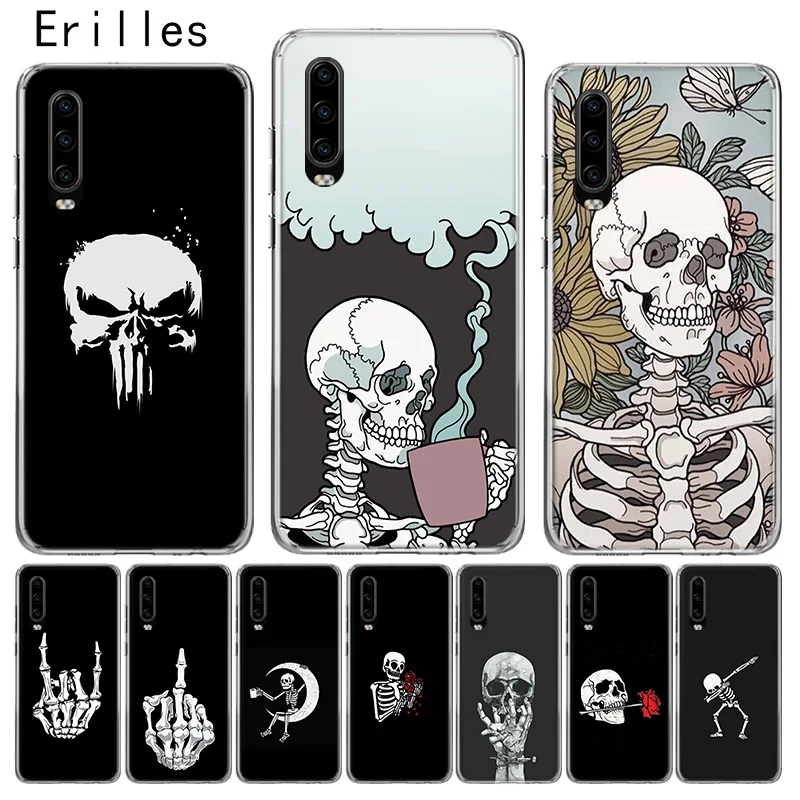 

Erilles Luxury Hawei P10 P20 P30 lite Case For Huawei Mate 10 Pro 20 lite Cover P Smart 2019 Shell Pirates Skull Coque