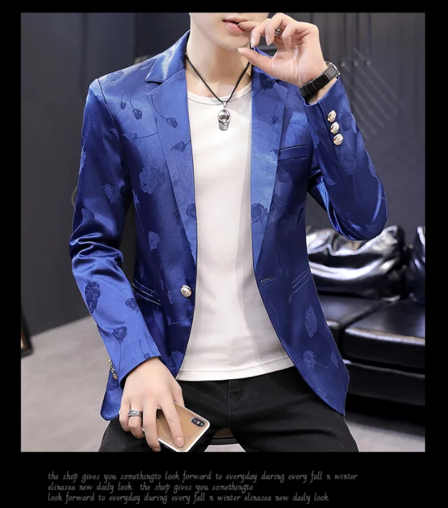 Новый модный мужской пиджак с длинным рукавом, мужской деловой повседневный костюм, черный, белый, синий, приталенный мужской блейзер