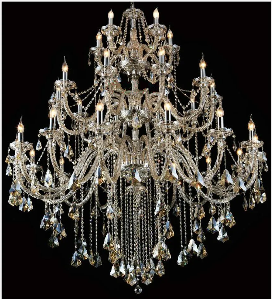 Modern Chandelier Large Cognac Crystal Chandelier For Living Room Hotel Penthouse Luxury High LED Hanging Light Guaranteed
