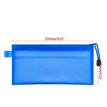 

Grid Transparent Document Bag PVC Zipper Stationery School Handle Information M2EC