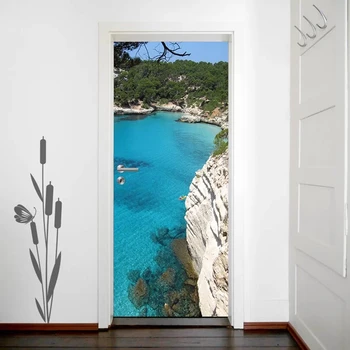 

3D Mountain Adhesive Wall Art Beautiful Lake Self Decal New Sticker For Home Door Decoration Renovation Wallpaper Print Picture