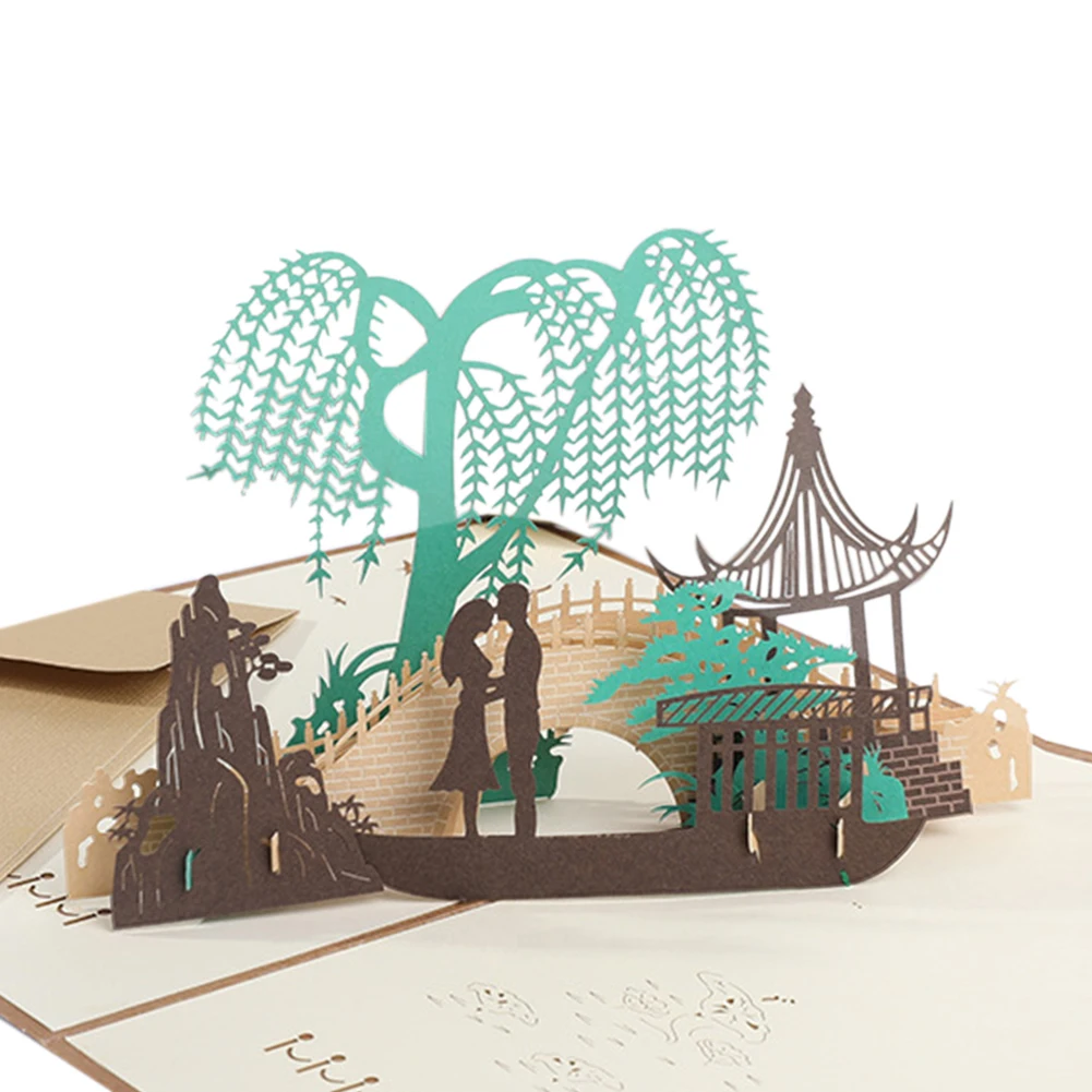  3D DIY Wedding Invitation Craft Holiday Hollowed Out Postcards Greeting Card Paper Party Home Foldi - 4000418725271