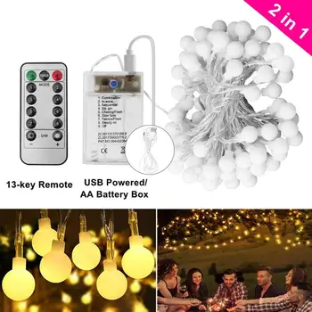 

10m Led Fairy Lights Ball Lamp Remote Control USB String Lights Halloween New Year Christmas Garland Decoration for Home Outdoor