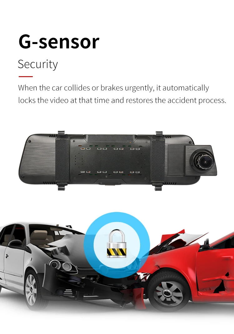 Limouback 1" Dash cam сенсорный экран 1080P поток зеркало заднего вида Автомобильные камеры DVR циклическая запись ночного видения двойной объектив G-senso