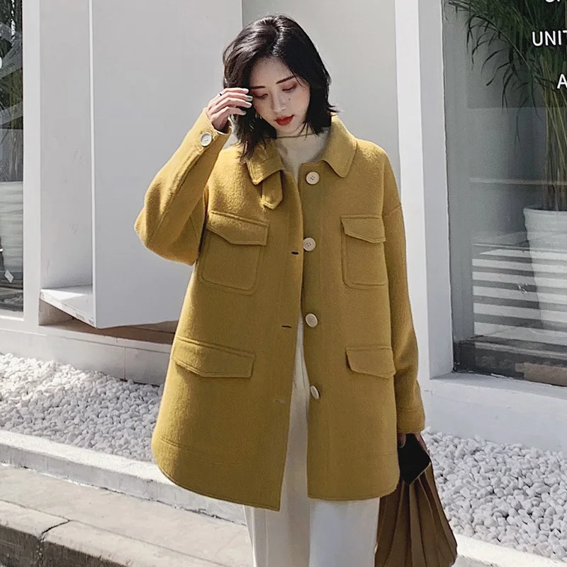 

Tcyeek Autumn Winter Coat Women Wool Coat Female Long Jackets Korean Spring Fashion Sided Clothes Pink Overcoat B39Y05064
