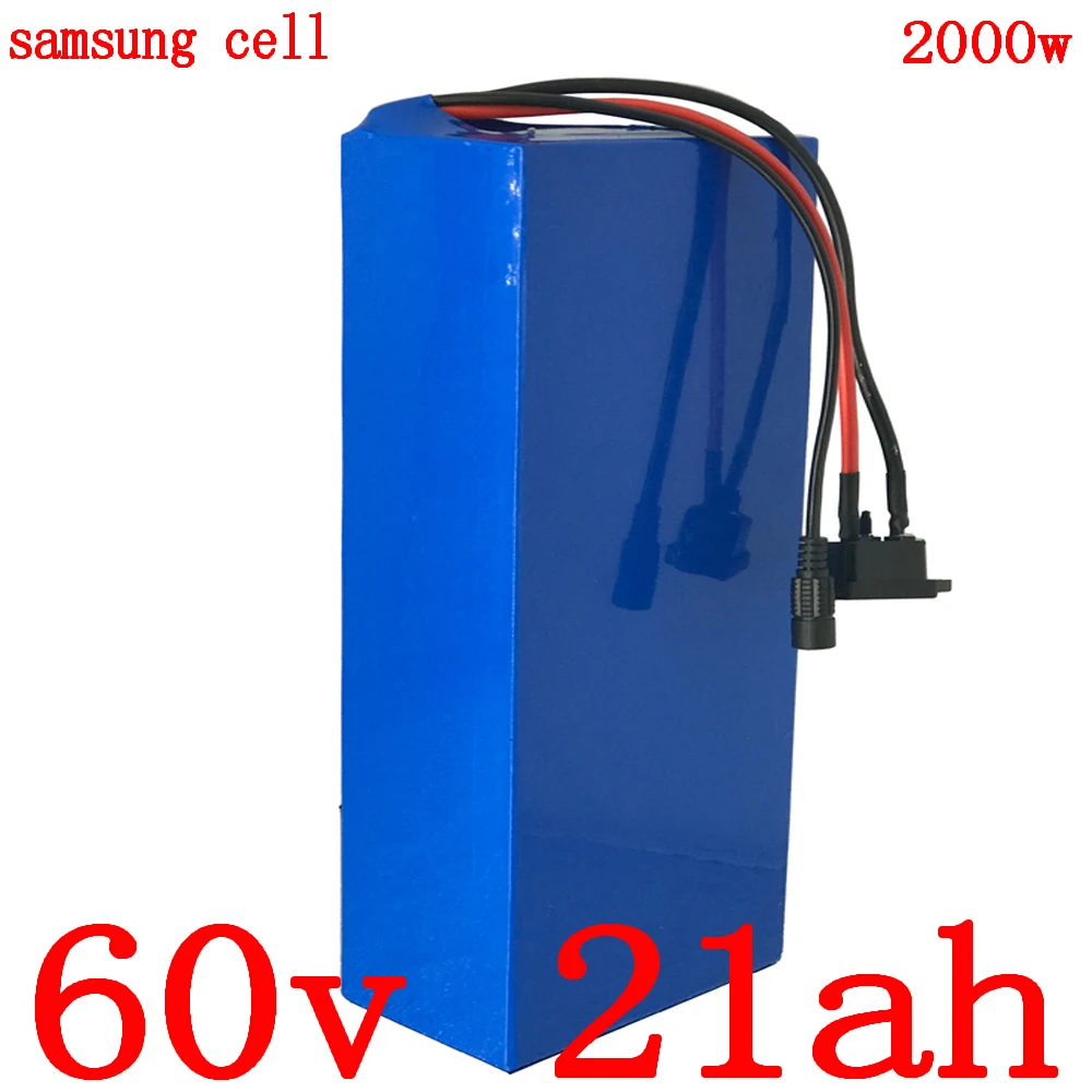 Пошлина 60V1500W 2000W 2500W литиевая батарея 60V 20AH аккумулятора электроскутера 60V 21AH Электрический велосипед батарея использовать samsung сотовый