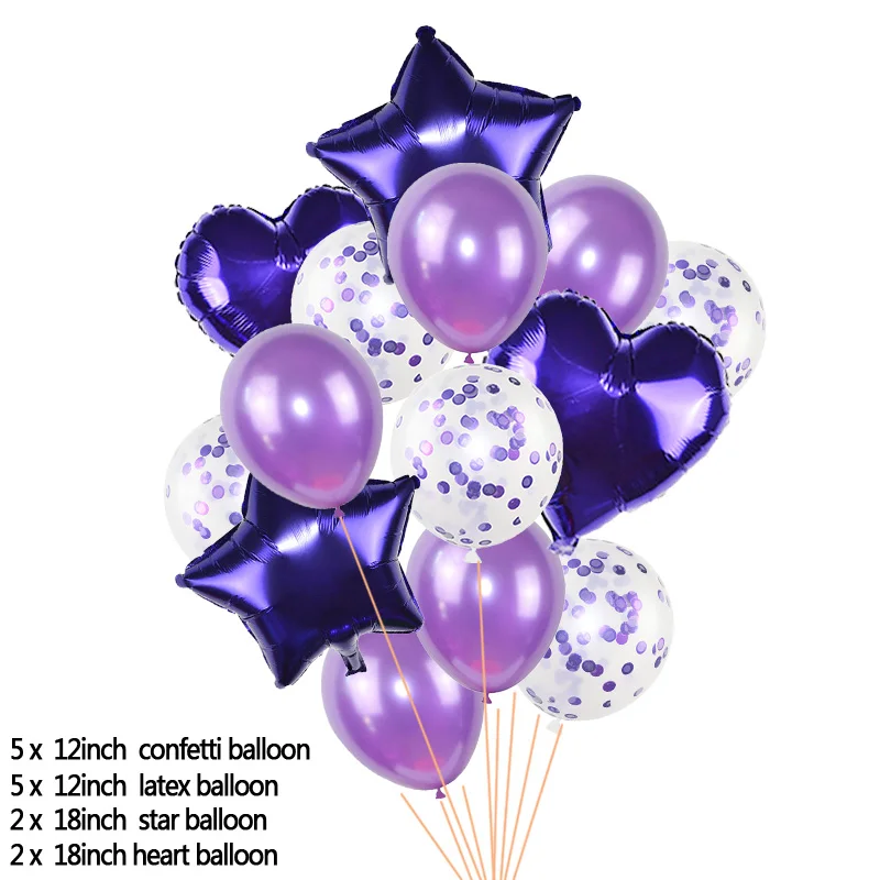 T07-14PCS Вечерние, декоративные шары, латексные, конфетти, шары, звезда, любовь, сердце, фольгированные шары, для дома, свадьбы, дня рождения, Нового года, воздушные шары, товары - Цвет: T07-14PCS