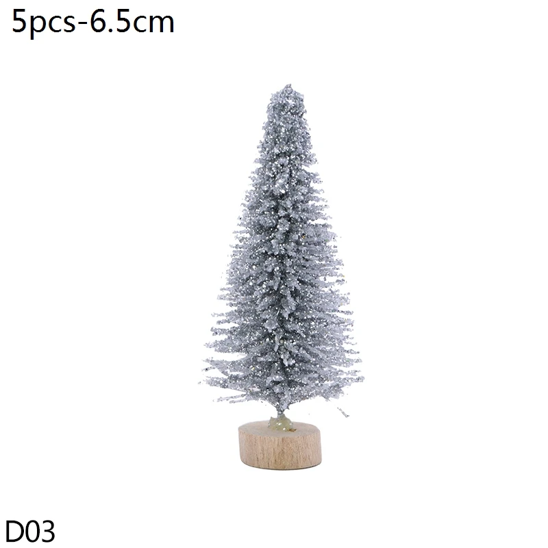 D03-6.5cm-5pc silver Искусственная сосна, дерево, мини, искусственная Рождественская елка, новогодняя, Navidad, Декор, миниатюрная елка, Рождественская вечеринка, фото, реквизит, Рождественская елка - Цвет: D03-6.5cm-5pc silver