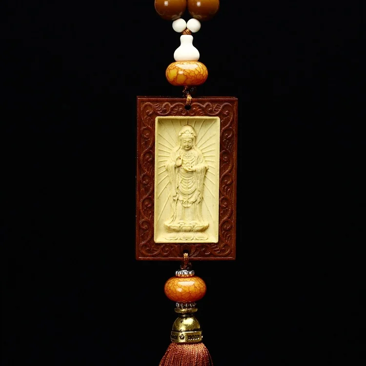 New Style Car Accessories Boxwood Automobile Hanging Ornament South China Sea Guanyin Safeness Hanging Decoration Car Interior T