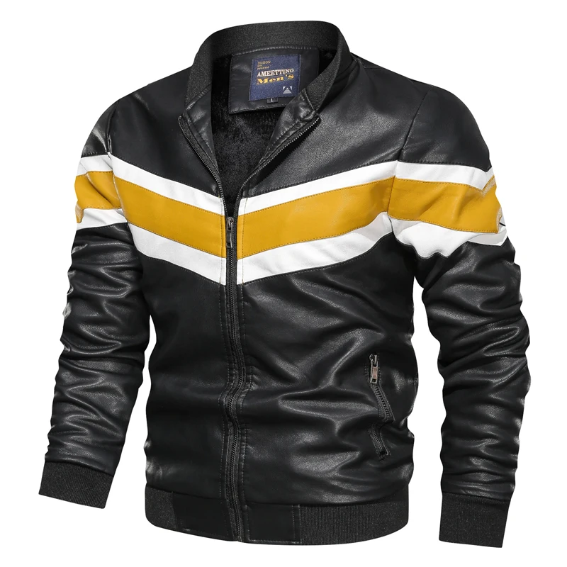 Новая мужская кожаная куртка на осень и зиму, модная Мужская винтажная мотоциклетная куртка для отдыха, куртка-бомбер из искусственной кожи, простая посадка - Цвет: MG9011 Black