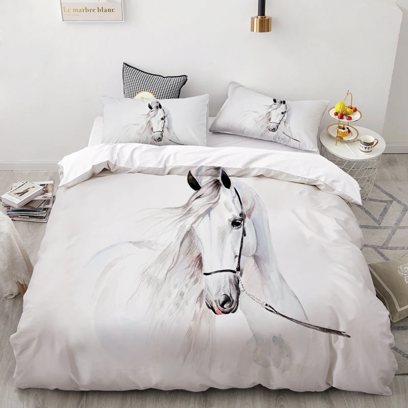 Warmslive лошади постельные принадлежности набор 3D Dusty Lightning печатных пододеяльник двойной для взрослых покрывало для кровати фотография постельное белье 3 шт - Цвет: 01