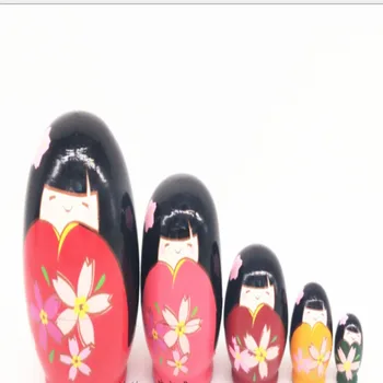

5 Pcs/Set Japanese style Clothes Russian Dolls Hand Painted Home Decor Birthday Gifts Baby Toys Nesting Dolls Wooden Matryoshka