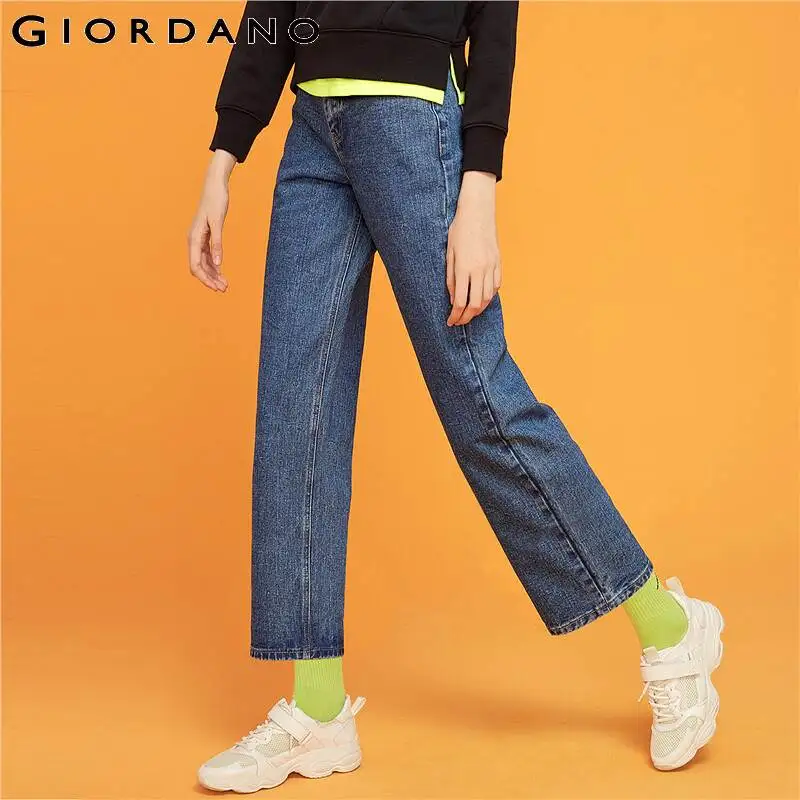 Giordano Джинсы женские средняя посадка широкие брюки джинсовые штаны прямые карман