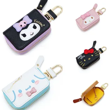 

Hello Kitty Key Chain Cartoon multi-function leather wallet stereo key bag PU zipper cartoon bag lovely key set KT Cat key ring