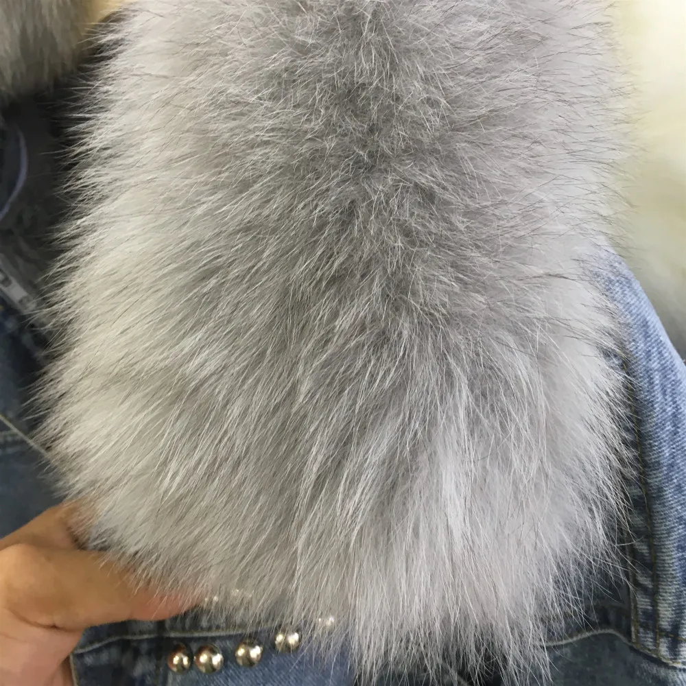 Джинсовая куртка, зимняя, с заклепками, новая, свободная, тяжелая, с бусинами, с воротником из натурального меха, куртка, женская, толстая, теплая, хлопковая, пальто для женщин