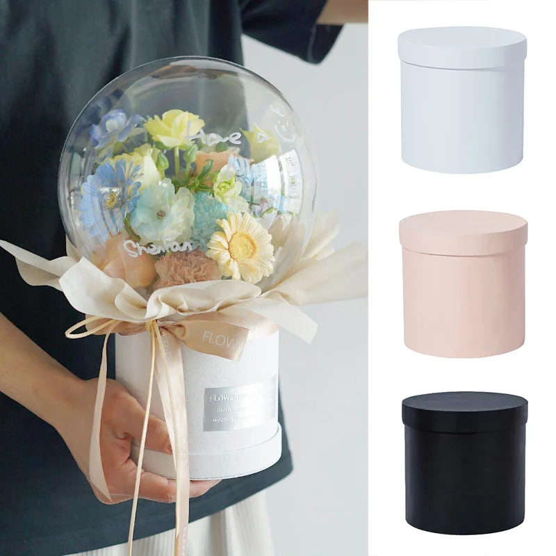 New Round Floral Box Flower Packaging Paper Bag With Lid Florist