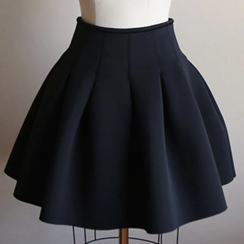 XFPV 2022 Autumn Winter New Arrivals Korean Solid Color Pleated Fluffy A-line Woolen High Waist Short Skirt Female SM956 | Женская