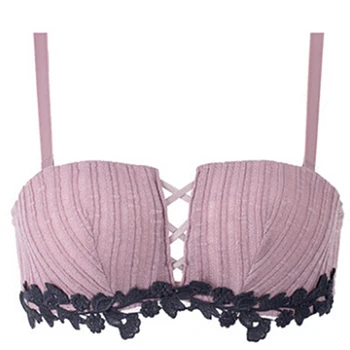 

Women Underwear Wireless Solid Color Push Up Breathable Cross Bra JL