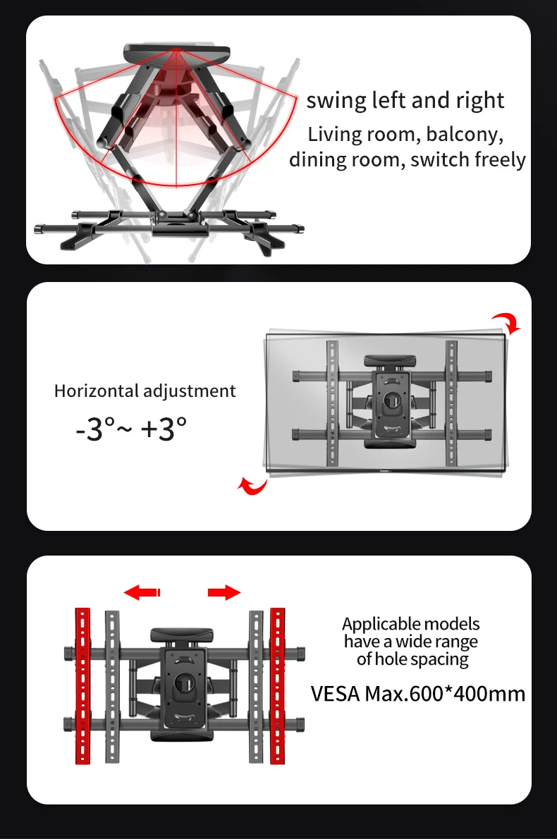 parede movimento total tilt soporte suporte suporte