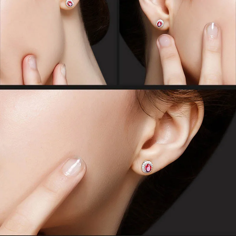 Bague Ringen, модные серьги для женщин, классика, темперамент, серебро 925, ювелирное изделие, Овальный рубиновый Подарок на годовщину