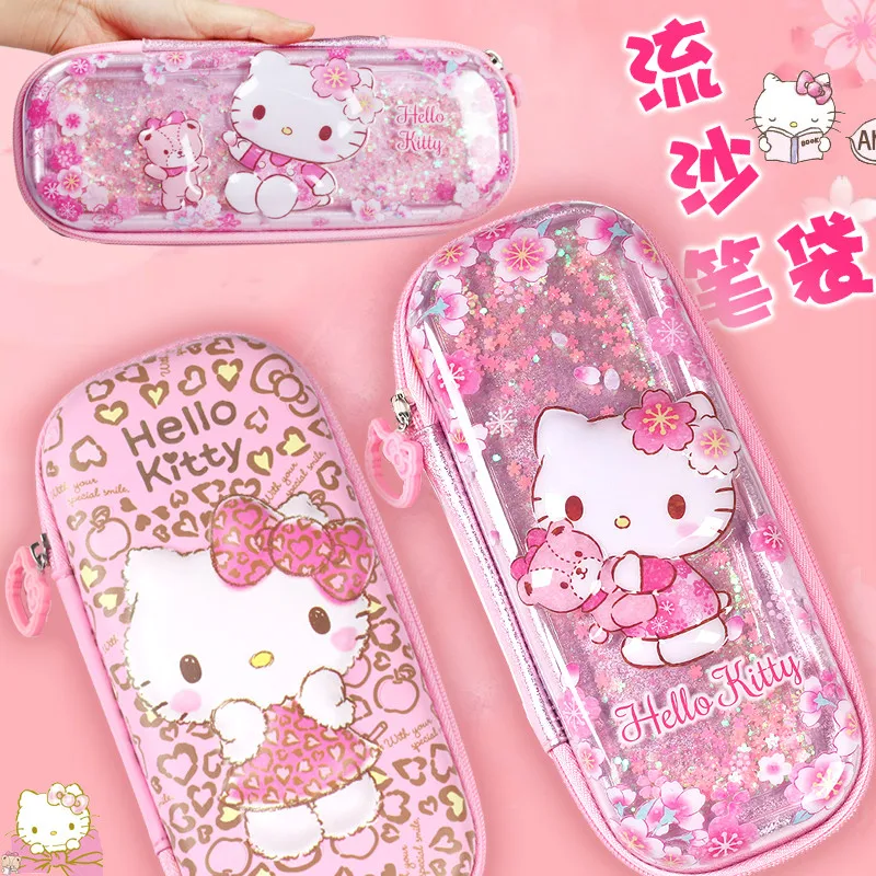 Estuche de lápices líquido de arena movediza creativo bolsa de lápices de dibujos animados linda de gran capacidad bolsa de lápices Simple tres capas - AliExpress Suministros para oficina y escuela