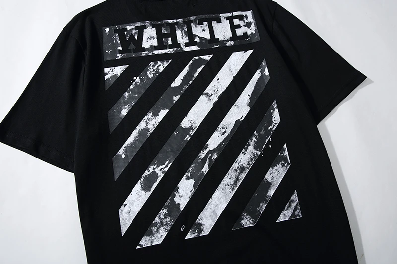 Граффити волна Картина маслом 19ss Off-White OW Мужчины/Женщины парные влюбленные модели хлопок Мода Круглый вырез короткий рукав Футболка