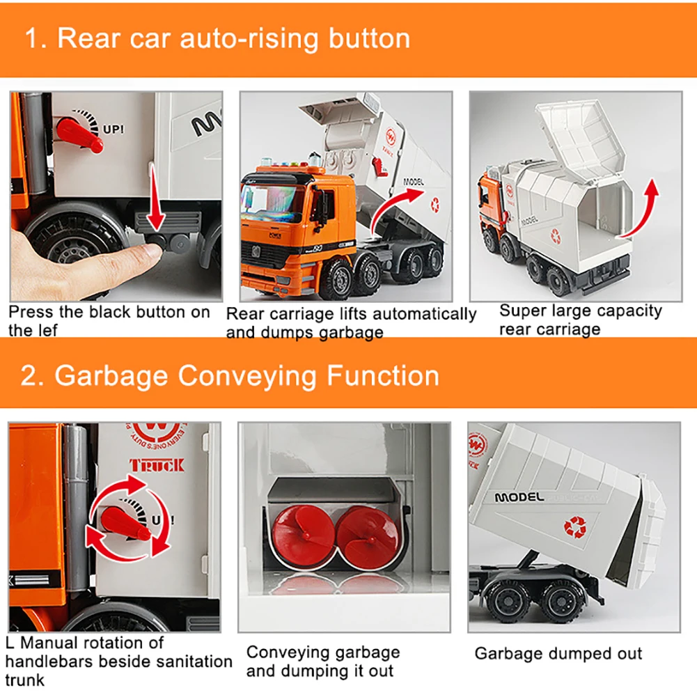 Koop Wrijving Aangedreven Recycling Vuilniswagen Kids Toy met Side Laden Terug Dump Hobby Funny KID Gift Drop Shipping