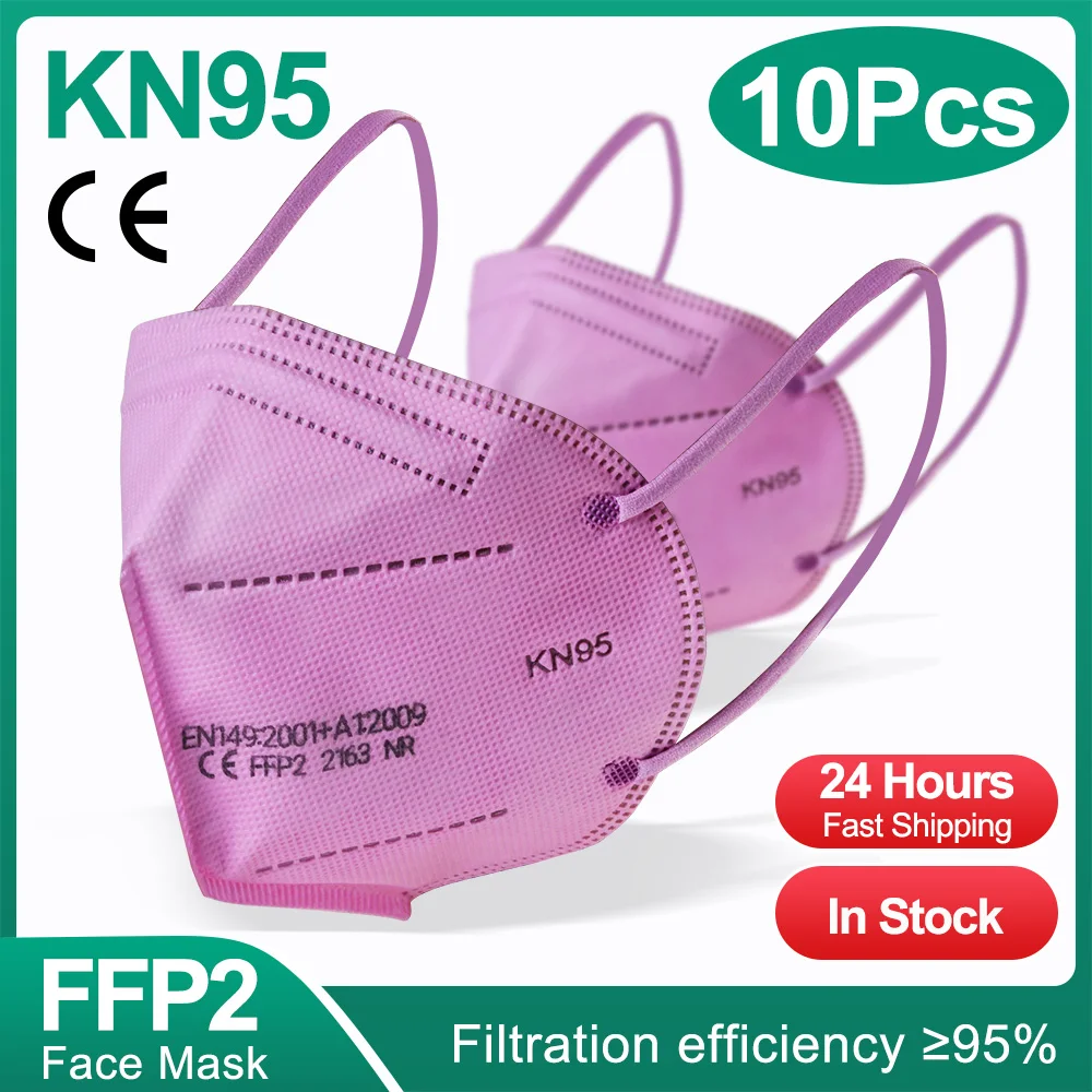 10 шт. FFP2 маски для лица CE KN95 5 Слои респиратор фильтр маска на маске из дышащего