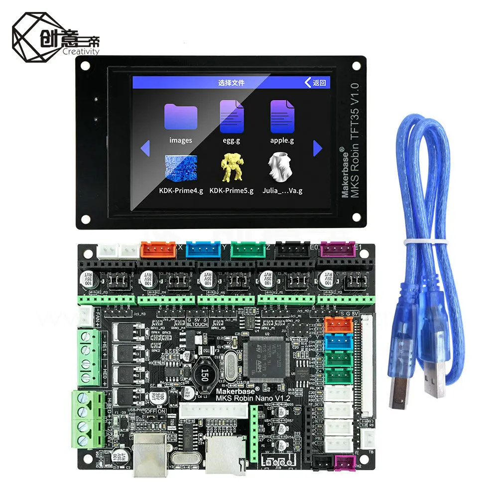 

Makerbase MKS Robin Nano V1.2 32Bit Control Board ELF 3D Printer parts support Marlin2.0 3.5 tft touch screen preview Gcode