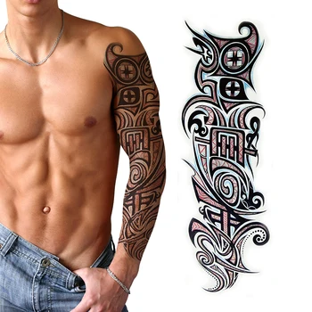 

Waterproof Temporary Tattoo Sticker letter totem full arm color fake tatto large size flash tatoo sleeve tattoos to men women