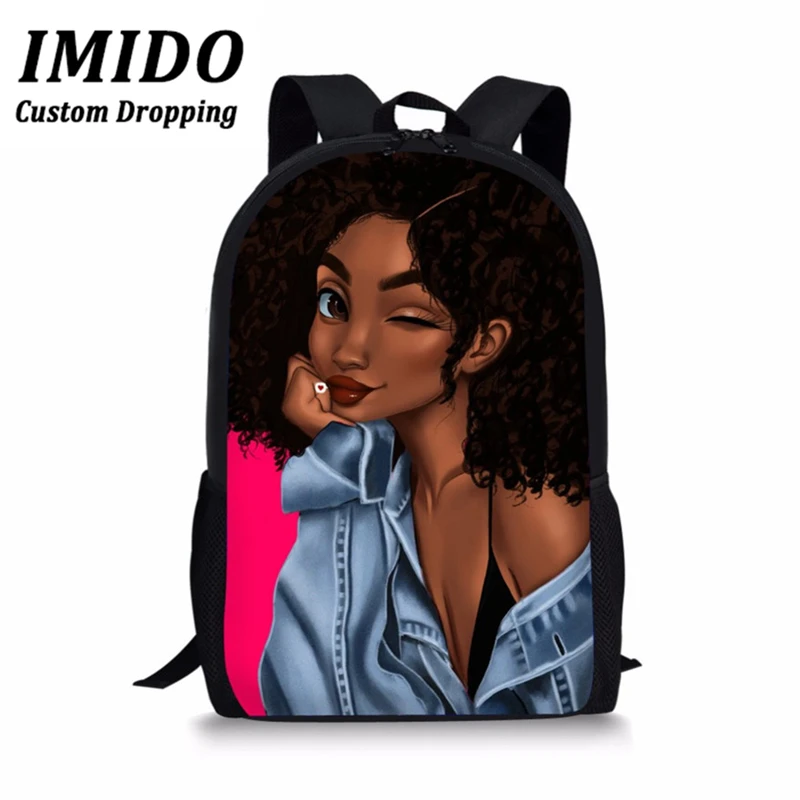 IMIDO, школьные сумки для девочек, черные, для девочек, волшебная, африканская печать, школьные сумки, школьные сумки/школьная сумка, Cartable Enfant, ранец - Цвет: WLL3059C
